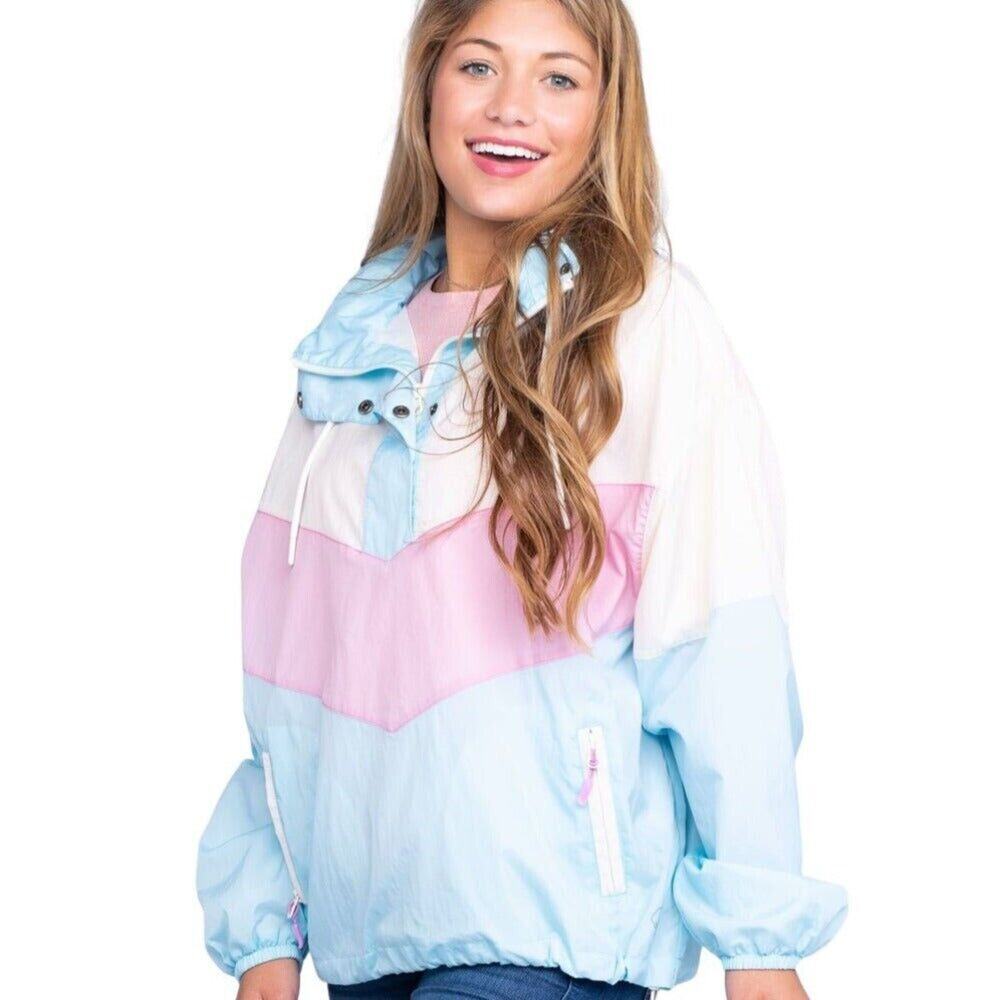 Southern Shirt Co. Kelly Colorblock Windbreaker Lined Jacket Hoodie Womens M
